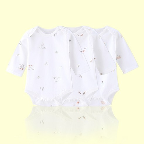 Miracle baby 신생아 베이직 스냅 긴팔 바디슈트 3개입