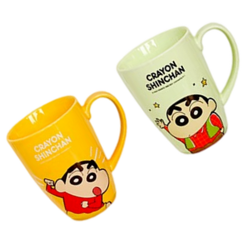 소장청년 짱구 캐릭터 머그컵 2개입 550ml, 1개, 옐로, 그린