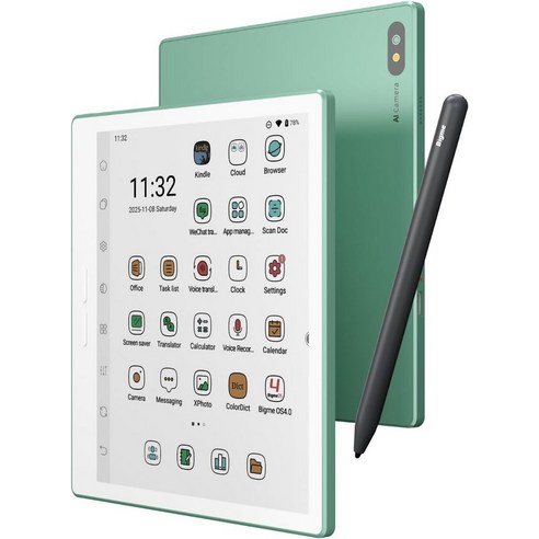 Bigme B7 Pro 컬러 에피퍼 리더 7인치 컴포트 디스플레이 안드로이드 14 8+256GB 4G 통화 스타일러스 및 케이스 포함, 1세트, Green, GY-US-B7 Pro