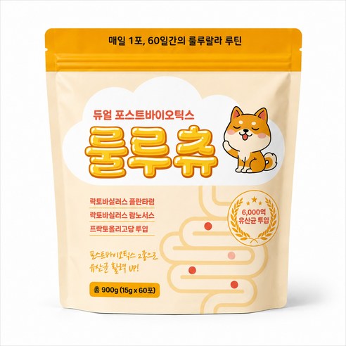 룰루츄 짜먹는 강아지 간식 100억유산균, 60개, 15g, 황태+치킨