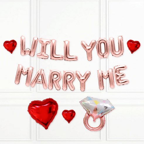 브로키 WILL YOU MARRY ME 소 프로포즈 풍선세트, 로즈골드, 1세트