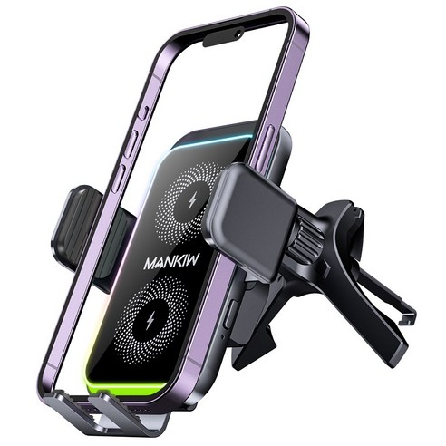 Mankiw맨큐 차량용 고속 무선충전기 15W LED 라이트 송풍구형 거치대 이미지 4