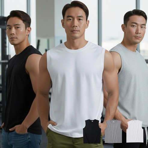 국민나시 헐크핏 남성 무지 나시 3p 스포츠 머슬 런닝 니플커버
