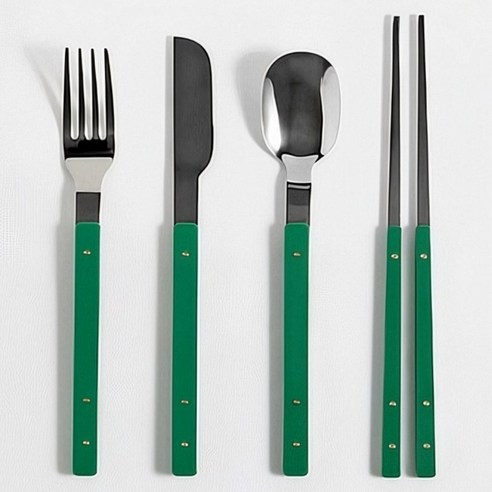 깔린느 커트러리 한식 세트 숟가락 젓가락 선물 상자 케이스, 1개, 한식세트, 그린