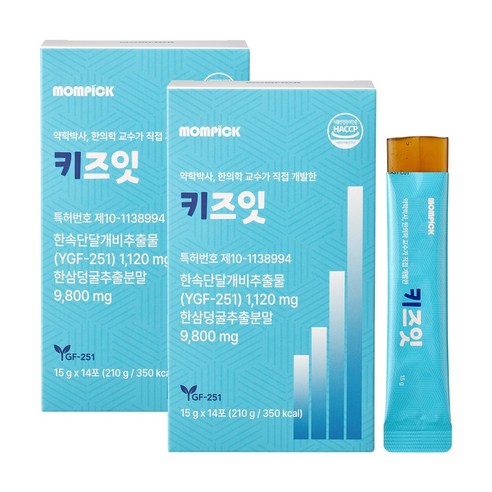 맘픽 키즈잇 한삼덩굴 환삼덩굴 추출분말 율초 식약청 HACCP 인증 젤리 스틱, 2세트, 14회분
