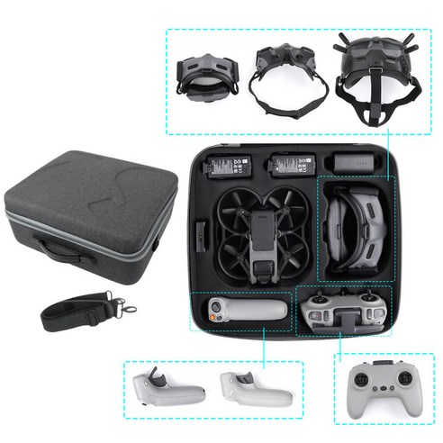 DJI 아바타 드론 가방 하드케이스 고급 수납 케이스 고글2 배터리 풀세트 보관, 1개, (아바타) 가방(그레이)
