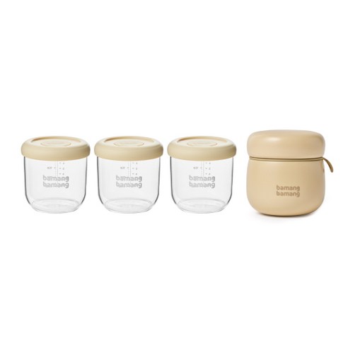 바망바망 이유식용기 전용 보온병 1개 + 이유식용기 3개 세트, 1세트, 아이보리, 240ml