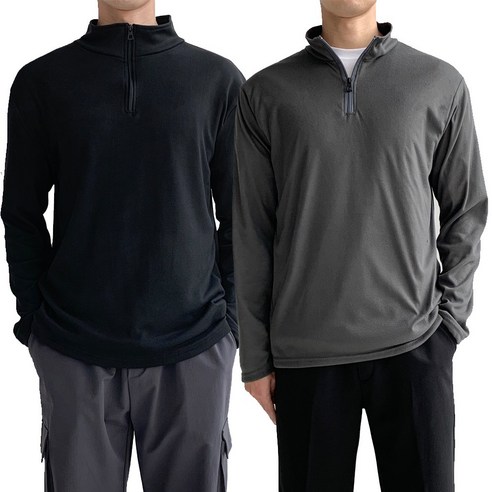 니드오브 남성 플리스 반집업 후리스 긴팔티 작업복 2장 세트