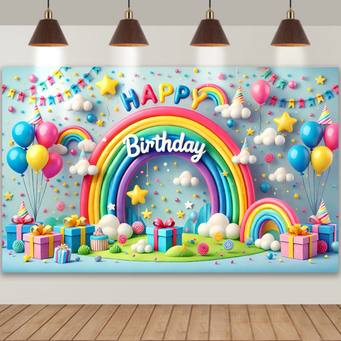 아라홍스 파티배너 생일축하 파티용품 생일가랜드 생일이벤트 졸업 환갑 새해 생일현수막, 10.레인보우 생일