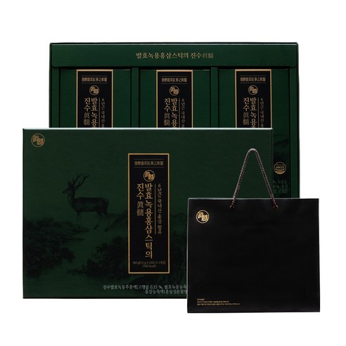 진웰스 발효녹용홍삼스틱의 진수 + 쇼핑백세트 30포(1박스) 360g 1개, 12g, 30개