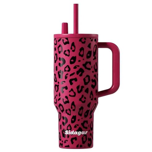세다가 1200ml 대용량 텀블러 316L 스테인리스 차량용 캠핑 (빨대형), 1개, 레오파드
