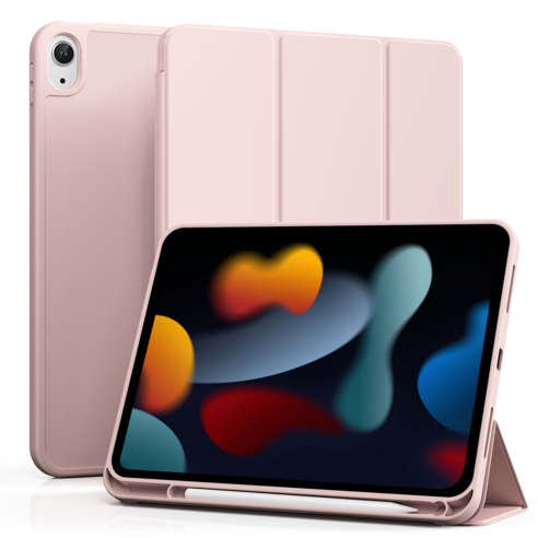 AOUB iPad 보호 케이스 펜 슬롯이 있는 전체 커버리지 낙하 방지 및 굽힘 방지 정밀한 구멍 위치 지능형 절전 및 깨우기, 분홍색, 1개