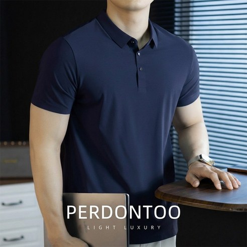 남성 슬림핏 구김없는 반팔티 비즈니스 캐주얼 티셔츠