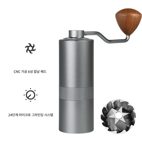 SCPOGO수동 커피 그라인더 핸드밀 고운 분쇄 조절 가능 원두 분쇄기, 1개, 아이언 그레이, 25ml