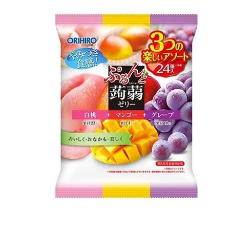 오리히로 곤약젤리 파우치 24개입 3종 믹스 [피치 망고 포도] 24개입 3종믹스[거봉 머스킷 망고] 일본 곤약젤리 렌덤발송