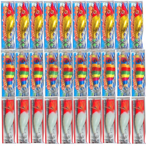낚시맨 왕눈이에기 문어에기 혼합 세트 30p, 1세트, 100g, 고추장금비+색동+고추장