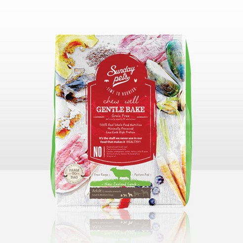 젠틀베이크 그레인프리 양고기-어덜트 2.8 lb (1.3kg) 강아지사료 1.3kg, 양, 1.3kg, 1개
