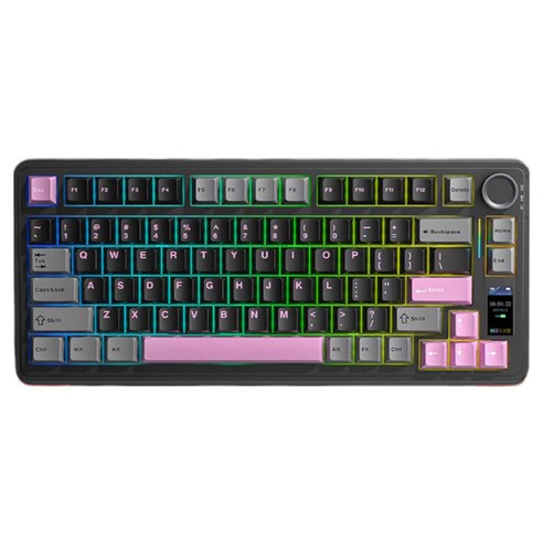 AULA S75 프로 RGB 80키 3모드 유무선 커스텀 기계식 키보드, 제조사축, 세이야축, 그레이 블랙 파우더