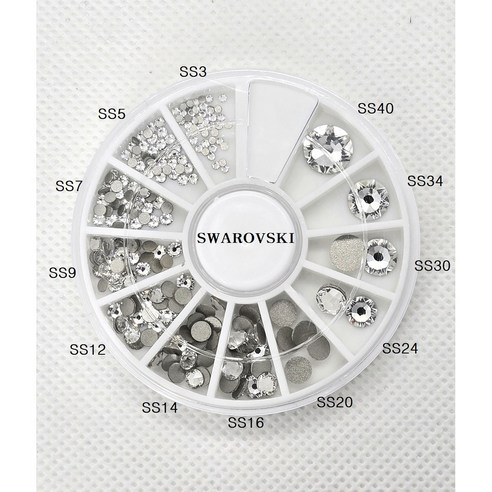 스와로브스키스톤 오스트리아크리스탈 원형평스톤 12사이즈 152PCS, 1개, 크리스탈