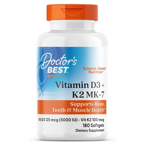 닥터스베스트 닥터스 베스트 비타민 D3 125mcg + K2 MK-7 100mcg 소프트젤, Doctor's Best 비타민D3 + K2 MK-7, 1개, 180정