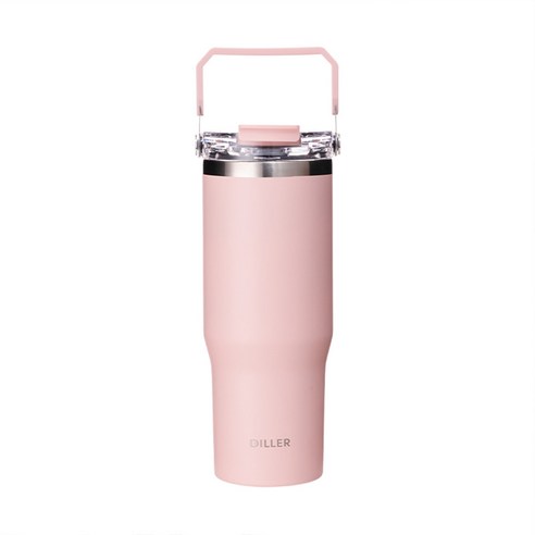 보보 릴랙스 휴대용 차량용 텀블러 950ml 보온보냉 손잡이 텀블러 사무실 야외용 텀블러, 1개, 핑크