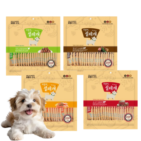 이맛이 설레개 강아지 짜먹는 스틱간식 대용량 20P 소 닭고기 연어 양고기 4종 혼합세트, 1개, 1.2kg, 혼합맛(소/닭/연어/양)