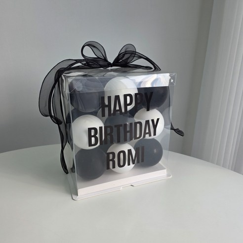 이벤트홀릭 DIY 벌룬박스 자유레터링 생일풍선파티용품, 1개, 05.블랙화이트