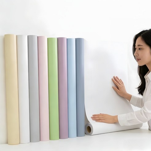 홈잼 풀없이 쉽게 붙이는 접착식 롤 벽지 셀프 도배지 스티커 벽 시트지, 화이트