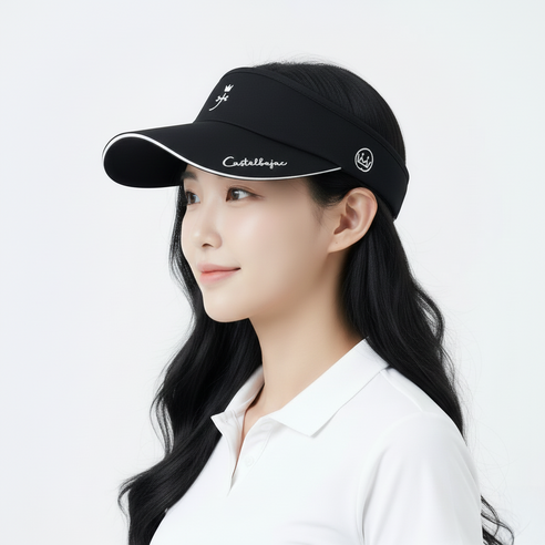 까스텔바작 모자 여성용 골프 완벽커버 와이드챙 썬바이저 BWCW-GC714, 블랙, 1개