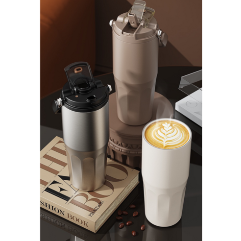 프리미엄 316 스테인리스 손잡이 텀블러, 1개, 800ml, 실버