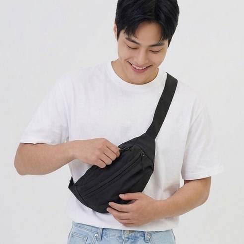 해피블루 힙색 크로스백 슬링백