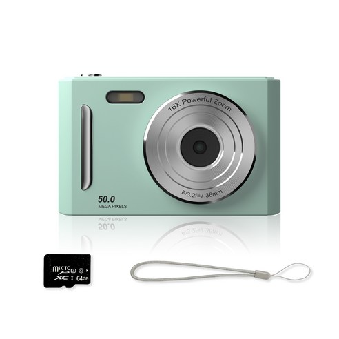 FDUCE M26 고해상도 디지털 카메라 + 64GB 메모리 카드, 그린