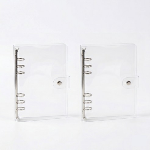 투명 6공 PVC 포카 다이어리 바인더 커버 (자 포함), 2개, A6(자 1개포함)