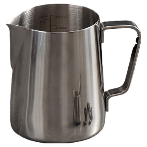 가와시마야 스테인리스 스틸 라떼 아트 포트 실버 XW-530, 꽃 실린더, 1개, 330ml