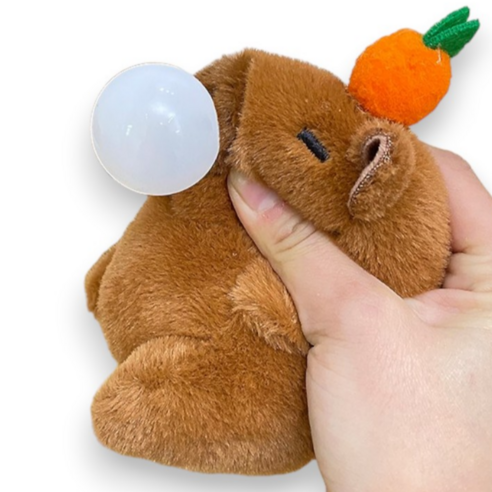 제이템 카피바라 인형 열쇠고리 키링, 풍선껌 귤 브라운, 1개