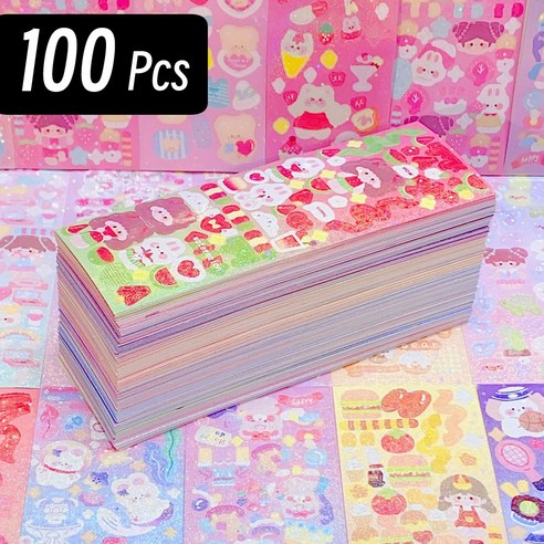 귀여운 어린이용 스티커 다이어리 꾸미기, 100개, 랜덤