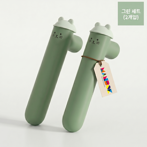 고양이 문 손잡이 커버 실리콘 문콕방지 손잡이 보호캡 충격흡수 2p, 그린
