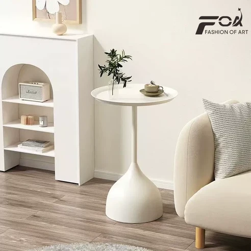 FOA 유럽식 원형 테이블 카페 미니 티테이블 예쁜 거실 테이블, 화이트*40*28*60cm