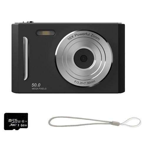 FDUCE M26 디지털 카메라 64GB 메모리카드 포함, 블랙