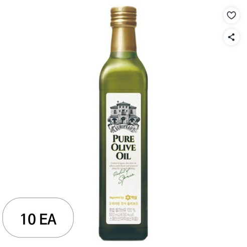 백설 CJ 백설 유러피안 퓨어 올리브유 500ml × 1개