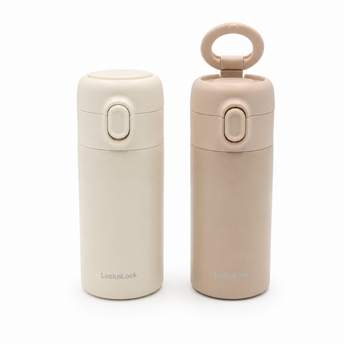 락앤락 히든 실리콘 고리 미니 원터치 텀블러 2P, 1개, 200ml, 파스텔 아이보리,베이지
