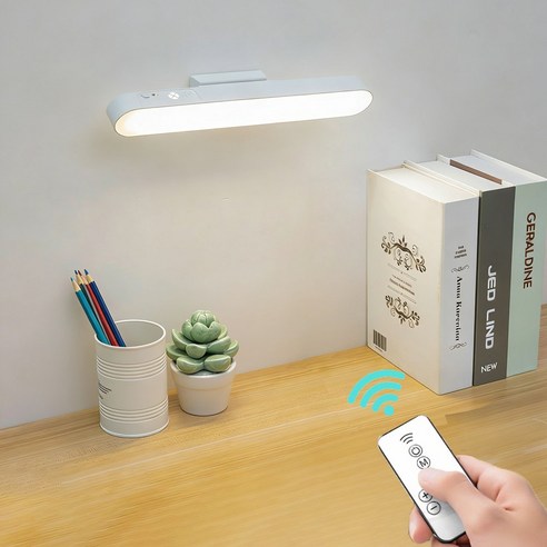 무선 리모컨 LED 독서등 부착식 벽조명 각도 밝기 조절 책상 스탠드 화장대 조명, 화이트