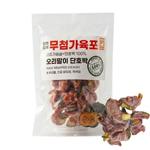 펫트리츠 담백하개 강아지 간식 무첨가육포, 1개, 75g, 오리말이단호박