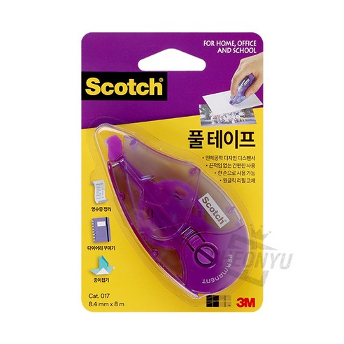 스카치 풀 테이프 8.4mm x 8m, 투명, 1개