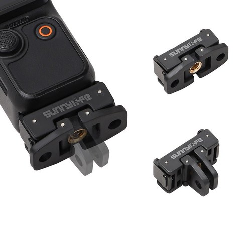써니라이프 DJI 포켓4/포켓3 폴더블 퀵릴리즈 어댑터 짐벌카메라 액션캠 2in1 접이식 마운트 액세서리(기기 미포함), 블랙, OP3-AD824