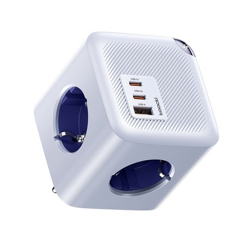 Toocki GaN C타입 PPS 2C1A 3포트 4구 4000W 접지형 초고속충전 고용량 큐브 멀티탭 콘센트 C28, 1개, 퍼플, 0cm