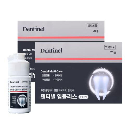 덴티넬 임플리스 분말 가루치약 잇몸염증 구취제거 구강청정 충치예방, 20g, 2개