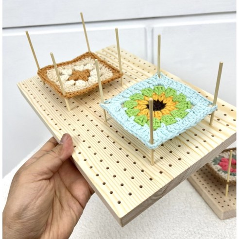 뜨신) 원목 모티브 블로킹보드(20cm x 30cm) 메탈핀 추가! 코바늘 크로셰메트, 1개
