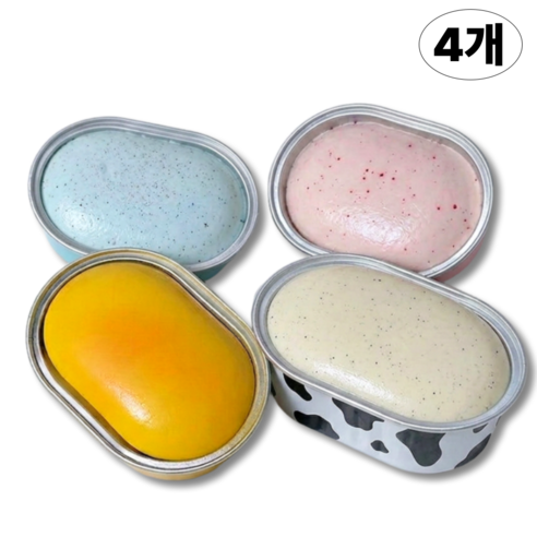 [4종세트] 단비상자 치즈빵 치즈케이크 말랑이 스트레스해소 힐링볼 스퀴시, 1세트, 80g, 딸기+민트+치즈+밀크
