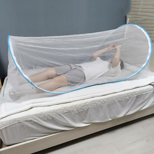 엘마운틴 원터치 접이식 1인용 모기장 휴대용 캠핑용 여행용 침대용, 블루